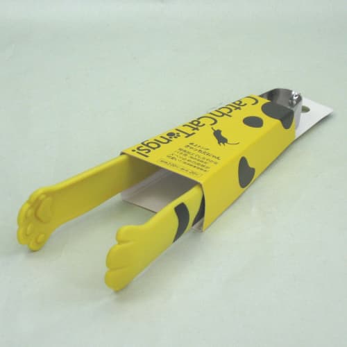 Tanabe Kanagu Tabletop Tongs, Catchy Cat, Yellow Egg, 1146