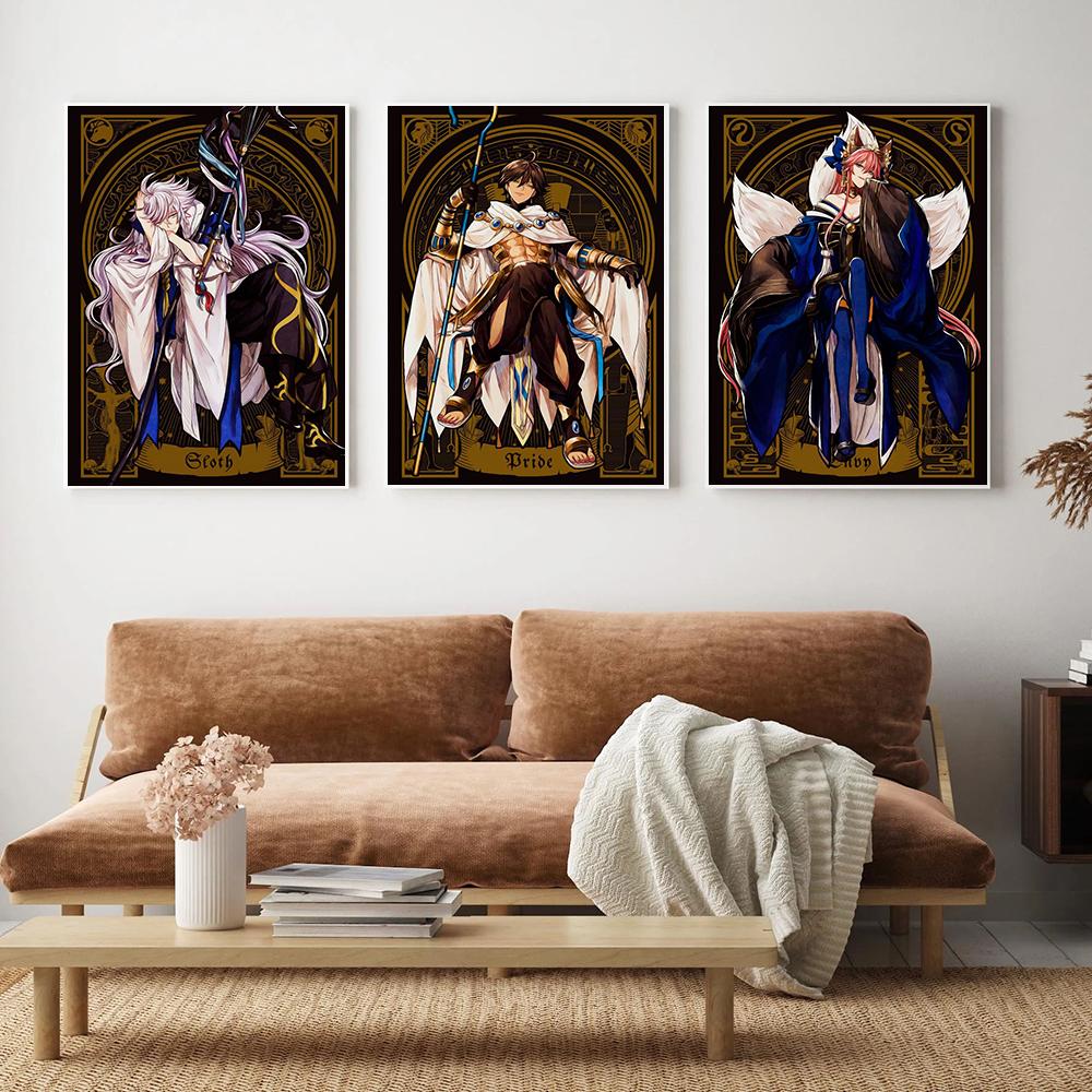 Anime Canvas Paintings Tarot Print Home Decor Fate Grand Order Wall Art Modular Comic Picture Japan Anime Modern Bedroom Posters