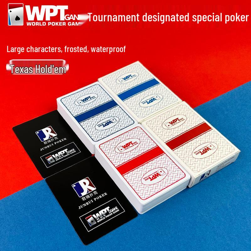 Водонепроницаемые игральные карты WPT Texas Hold'em Poker, крупный шрифт, матовый ПВХ - Прочные, устойчивые к сгибанию, с возможностью персонализации