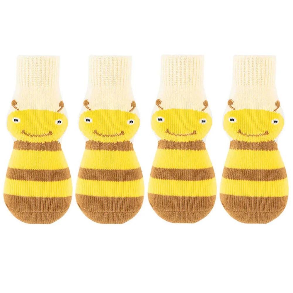 4 шт. противоскользящие носки для собак, теплые протекторы для лап, нескользящие пинетки для больших собак для скользких полов из твердой древесины, плитки, ламината, мрамора