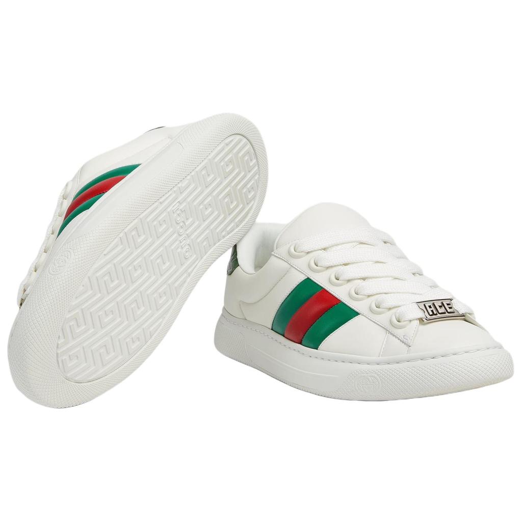 Gucci ACE Кожаные низкие кеды для скейтборда Мужские Белые 791394 AADMG 9053