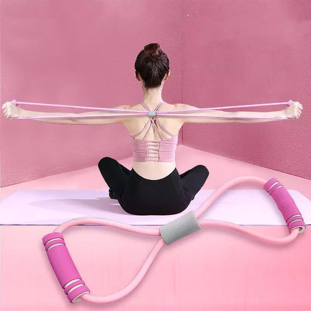 Тягач Figure 8 из ТПЭ-пены, Высокоэластичные, Регулируемое сопротивление, Ремешки для растяжки, Тяга для груди для силовых тренировок, Розовый