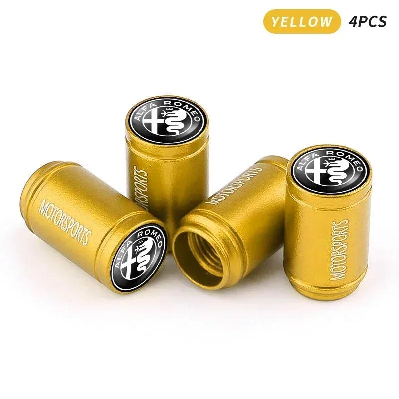 ACPXJ1 4Pcs Metal Car Styling Wheel Tire Valve Caps Cover Accessories For Alfa Romeo 159 Giulietta Giulia 147 Mito 156 166 Stelvio