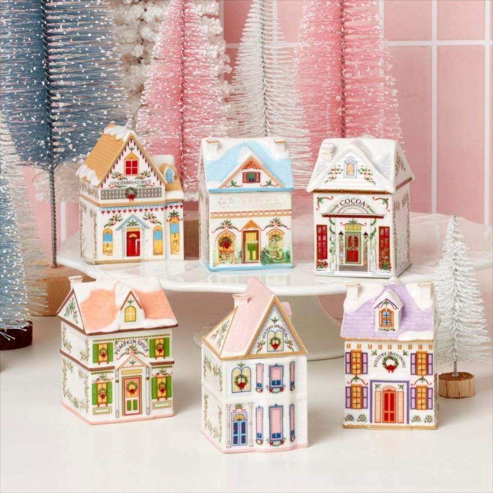 Gifts Cute Holiday Village Spice House Cartoon Mini Village Spice House Jars Desktop Decoration House House Storage Box
