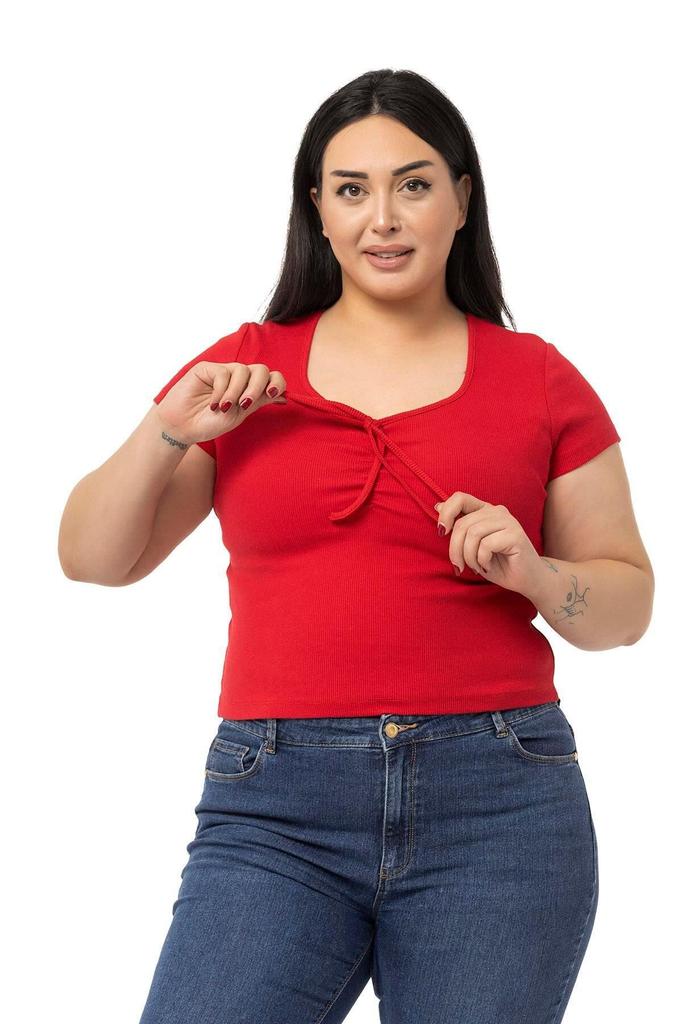 Women's Style Big Size Body Plus Size Half Sleeves Camisole Green Bodysuit With Lace Detail On The Chest