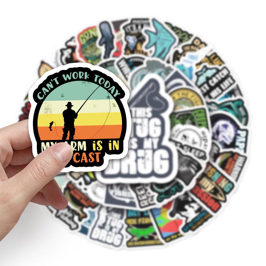 51 Фото Рыбалка и Морская Рыбалка Серия Мультяшный Креативный Чемодан Наклейки на Ноутбук Автомобиль Водонепроницаемые Декоративные Наклейки