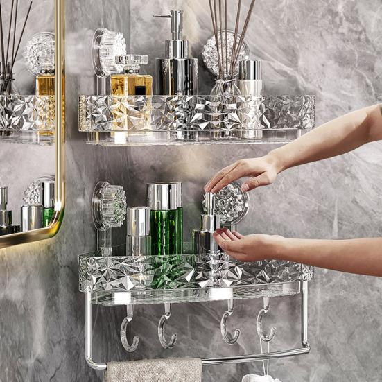 Угловая настенная полка с присоской, стойка для хранения, прочная, выдерживающая большую нагрузку, легко устанавливаемая, прочная полка-органайзер для душа