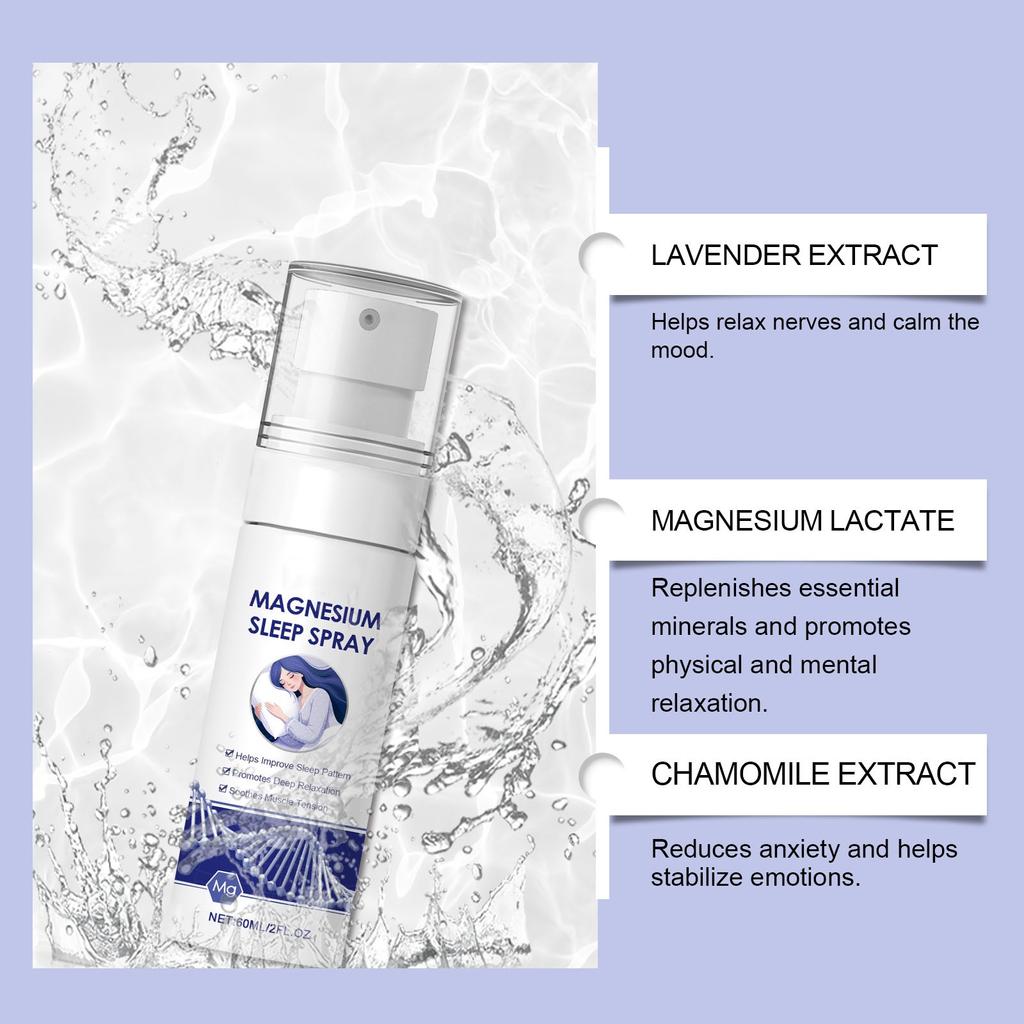 Спрей с магниевым маслом, Спрей с чистым магниевым маслом, Магниевый спрей для ног, легко впитывается, восполняет запас магния в организме, 60 мл