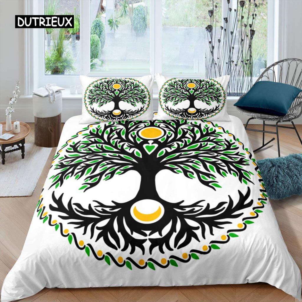 Комплект постельного белья «Дерево жизни» с изображением природных пейзажей, комплект постельного белья с изображением ботанических ветвей, покрывало для одеяла с осенними листьями, покрывало для пододеяльника размера «king size»