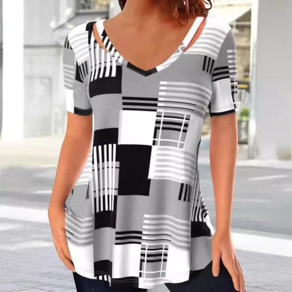 Модные женские рубашки с принтом, винтажные летние футболки с дырками, блузки, топы, свободные повседневные топы с коротким рукавом, размеры S-5XL