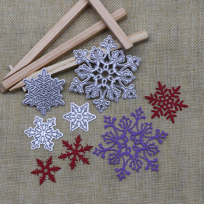 4 шт. Рождественские снежинки Металлические штампы для резки для скрапбукинга DIY открытки трафарет бумага ремесло ручная работа