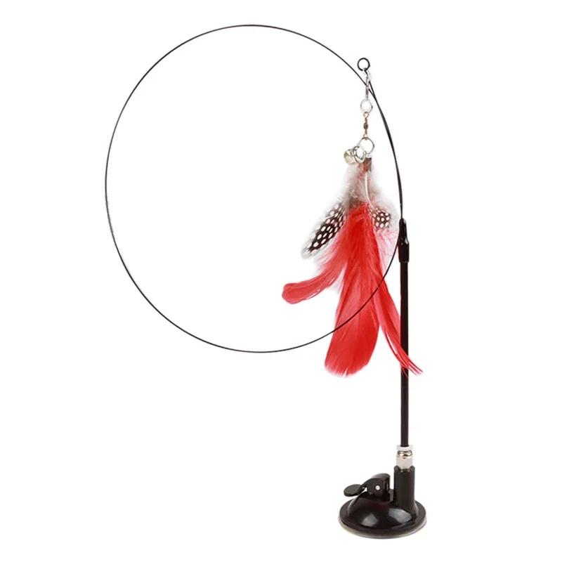 Интерактивная игрушка для кошек Handfree Cat Stick Играющий котенок Играющий тизер Палочка Игрушка на присоске Птица/перо Кошачья палочка Товары для домашних животных