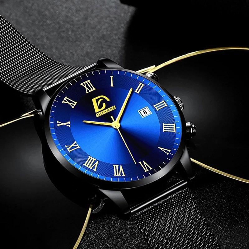 Fashion Mens Watches Luxury Stainless Steel Calendar Quartz Wrist Watch for Men Business Casual Clocks