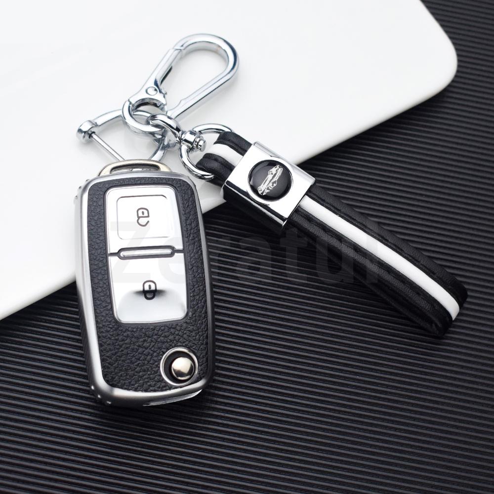 2/3 Buttons TPU Leather Car Key Case Cover Shell Fob Bag for VW Volkswagen Polo Tiguan Passat Golf Jetta Lavida Skoda Octavia