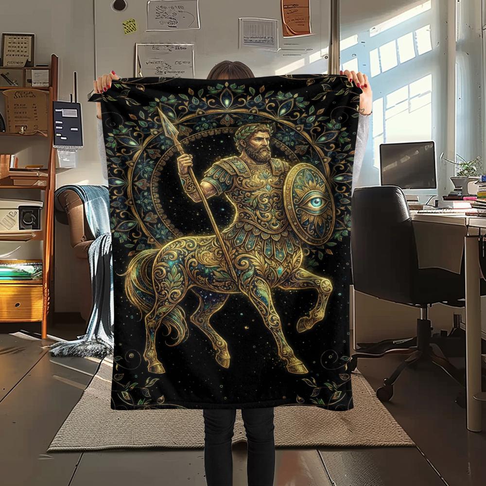 1Pc Centaur Print Flannel Blanket, High quality Comfortable for All Seasons, Home Decor, Warmth and Comfort, Perfect for Christmas Gifts W90