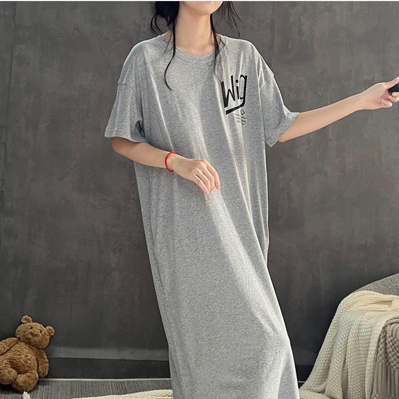 Женское платье с буквенным принтом больших размеров, свободное повседневное платье больших размеров, утягивающее, длинное выше колена, футболка-платье