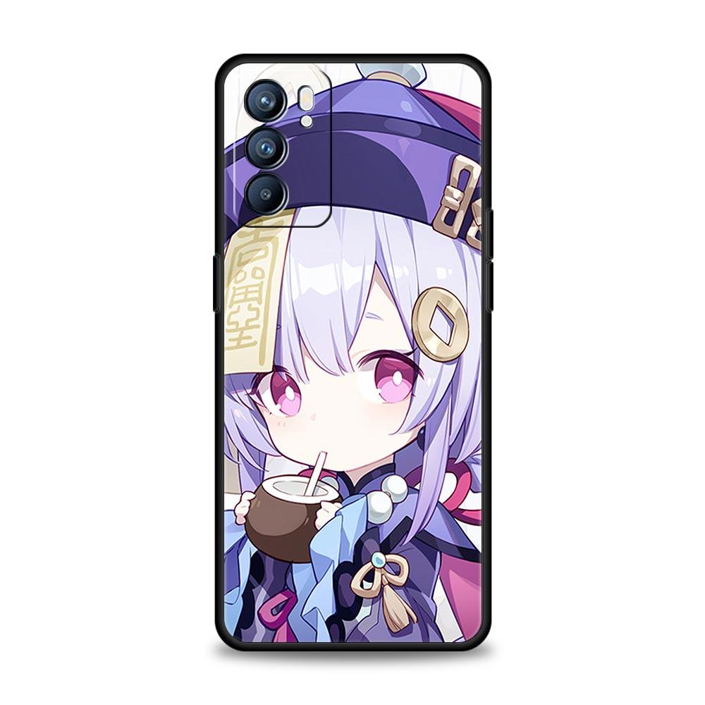 Чехол для игрового телефона Genshin Impact для Oppo A54 A53 A52 A9 2020 A15 A95 A16 A76 A74 A12 Find X5 Reno7 Reno6 Pro Plus 5G черный чехол