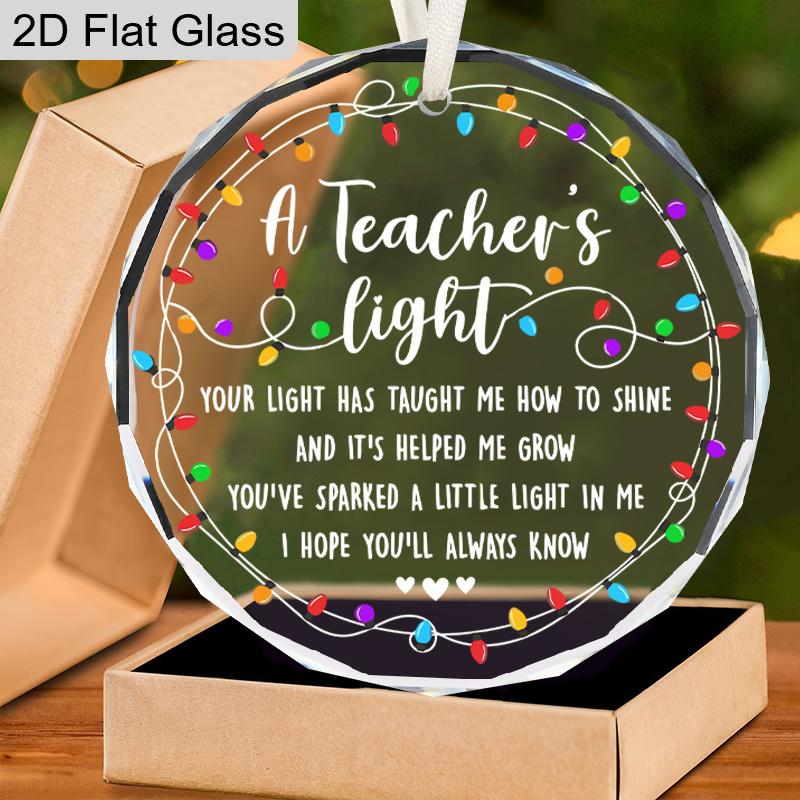 Стеклянное украшение для учителя, Подвесное украшение с цитатой «Свет учителя», Подарок на День учителя, Рождество, День благодарения, Подарок к началу учебного года