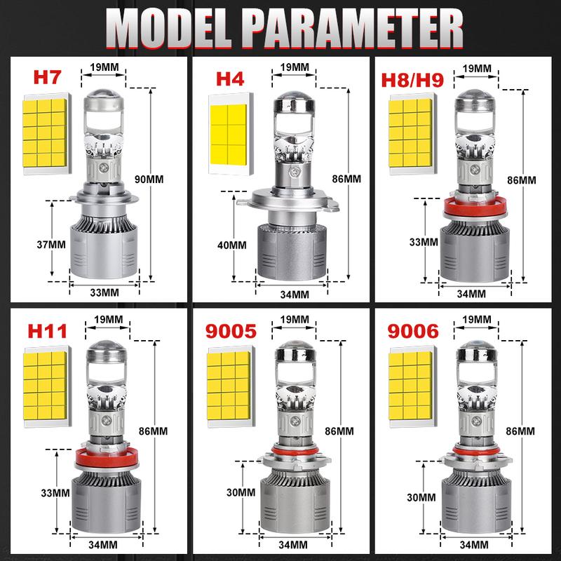 H7 H4 H11 Светодиодная линза-проектор Фара H8 9005 9006 HB3 HB4 Автомобильная лампа 6000K Canbus Турбо Высокой мощности Мини Авто/Мото Лампа Противотуманная фара