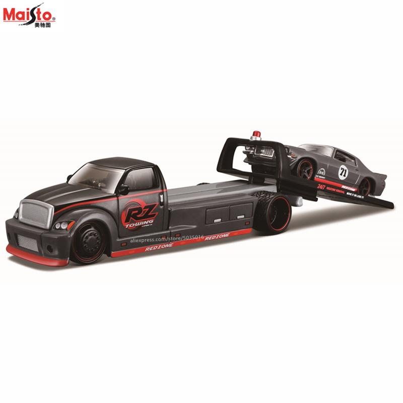 AAAOO1 Maisto 1:64 FLATBED/1988 BMW M3 E30 1965 FORD MUSTANG elite transport Die-casting car model collection gift toy
