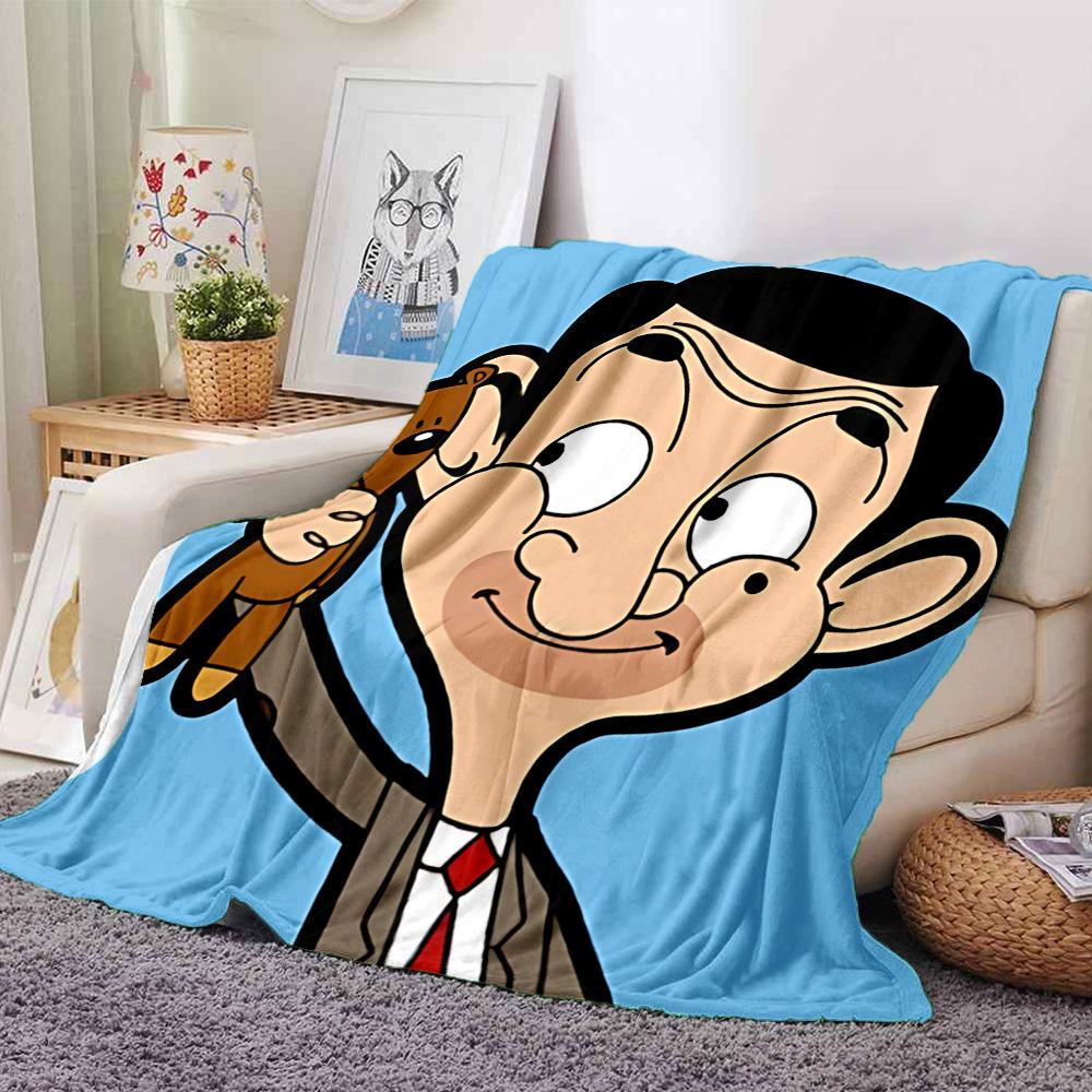1pc Mr Beans Video Adventures flannel Blanket for Super Soft Cute Comfort Blanket for Travel Bedding Couch Sofa Blanket Y73044