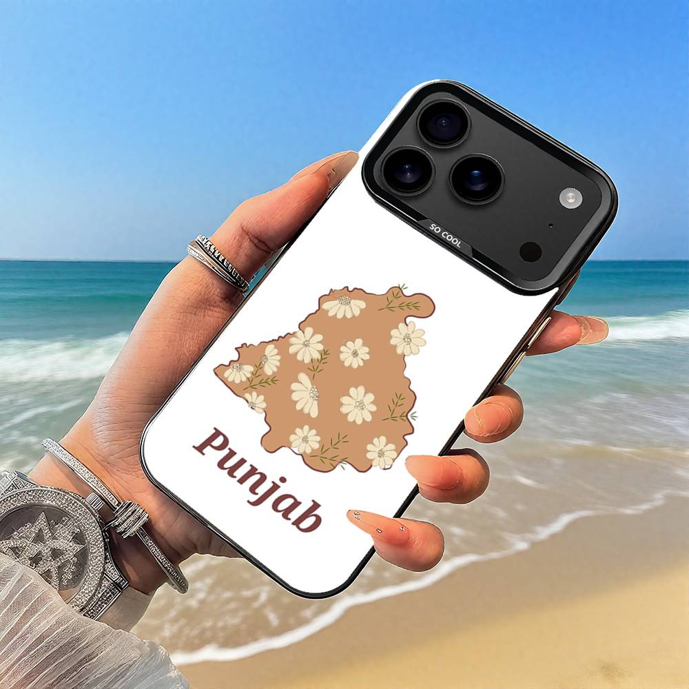 Punjab Map Phone Case Black case for iPhone17,16,15,14,13,12,Pro,Max,Plus,E,SE4,Air,Mini