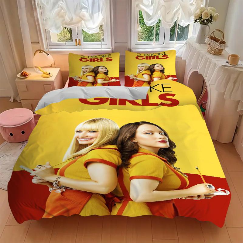 2 Broke Girls Friendship Survival Print 3Pcs Bedding Setduvet Cover With 2 Bedropillowcase Home Birthday Gift
