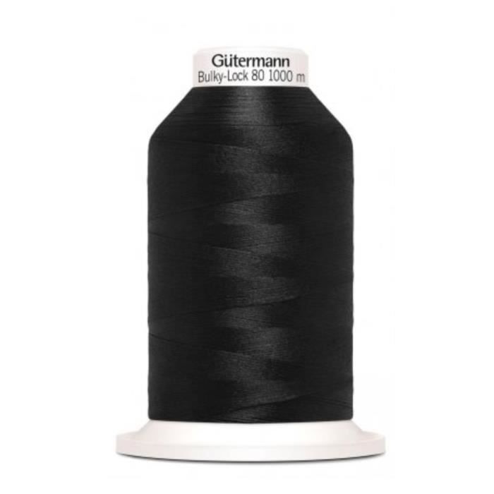 Fil mousse - GÜTERMANN - Bulky-Lock 80 - 1000m - Polyester - Noir