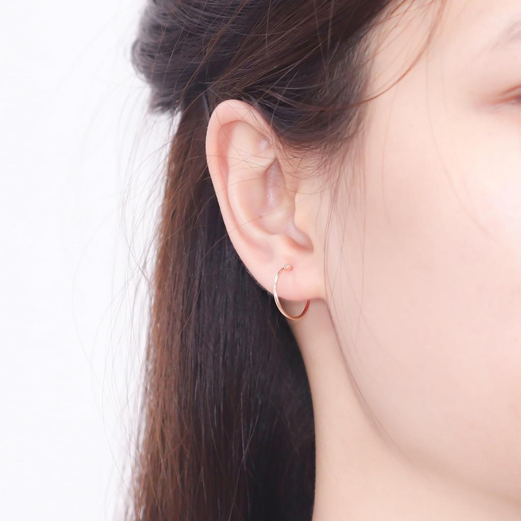 ESTELLE [Official] Women's Hoop Earrings, 18K Pink Gold (M) 0202-1470-0015-0000