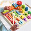 Multifunctional Children's Wooden Toy Set: Fishing, Stacking Rings, Xylophone, Hand-Eye Coordination & Color Recognition.