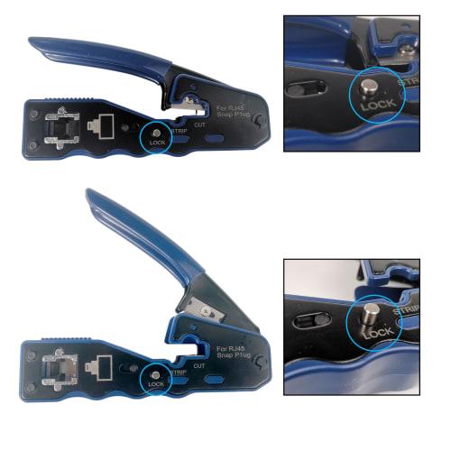 HFS (R) RJ45 Crimping Tool for Through-Type LAN Connectors, CAT6A/CAT6/CAT5E Connectors, Compatible with Telephone Cables