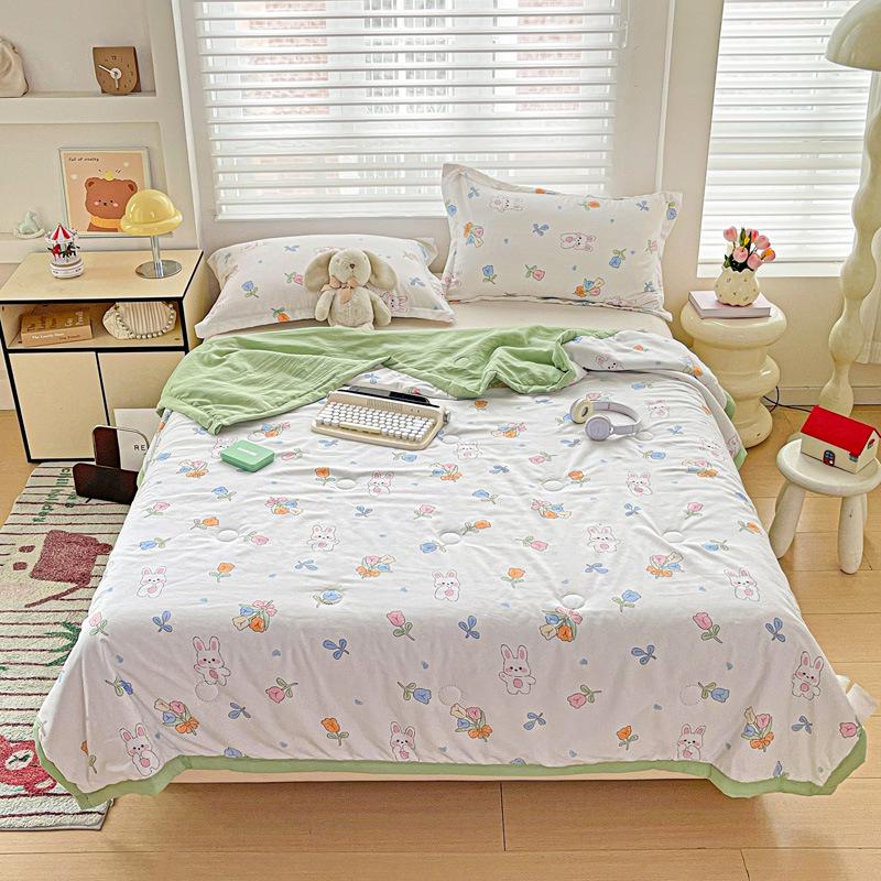 Хлопковое одеяло из марли класса А с соевым волокном - Двухслойное, летнее, прохладное, машинная стирка