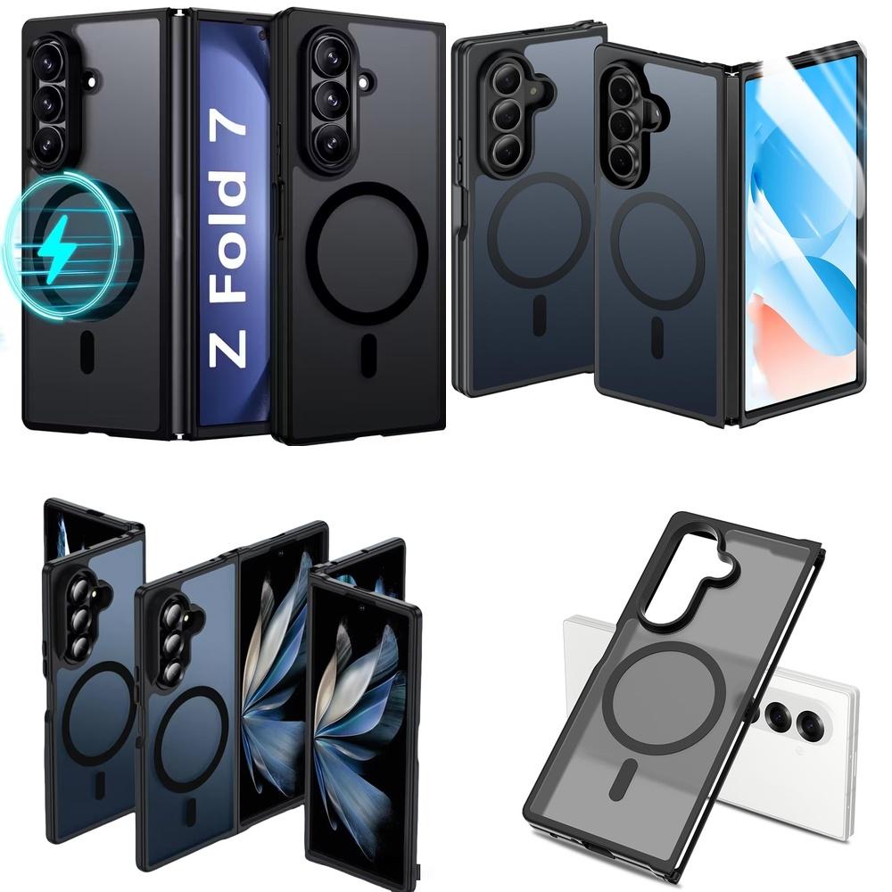 Translucent Shock Absorbing Magnetic Drop Proof Bumper Protective Phone Case for Samsung Galaxy Z Fold7 5G Ultra Thin Cover