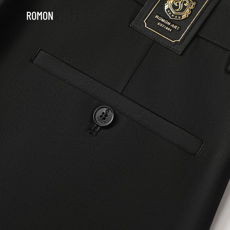 ROMON Men's Elastic Wrinkle-Free Straight-Fit Business Casual Pants