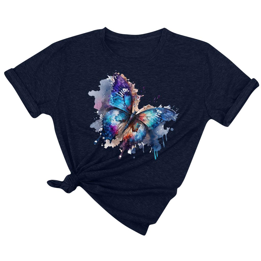 Женская модная повседневная футболка с коротким рукавом и круглым вырезом с принтом, пуловер, топ