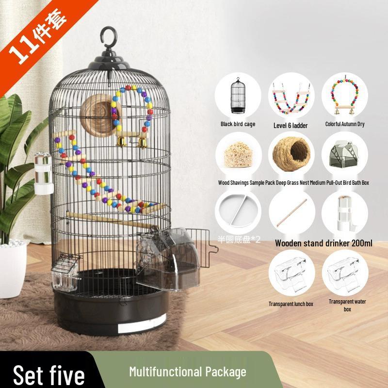 Роскошный круглый металлический набор клеток для попугаев, волнистых попугайчиков, корелл и майны