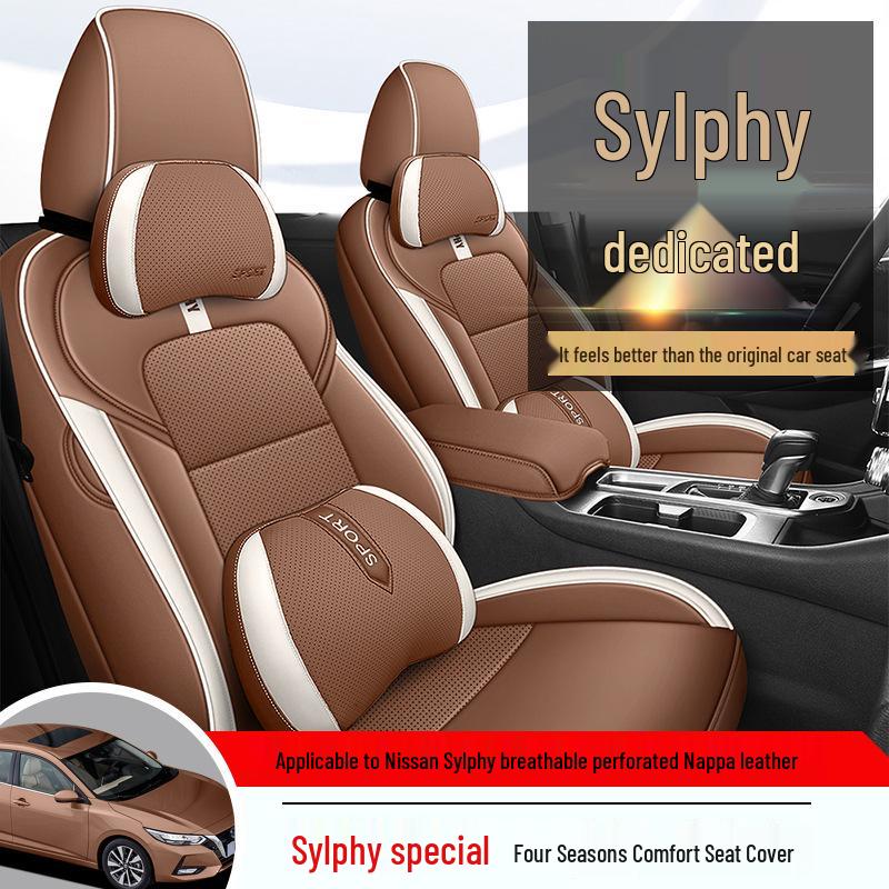 Sylphy 5-Seater Leather Seat Cover: All-Season Full Surround Cushion
