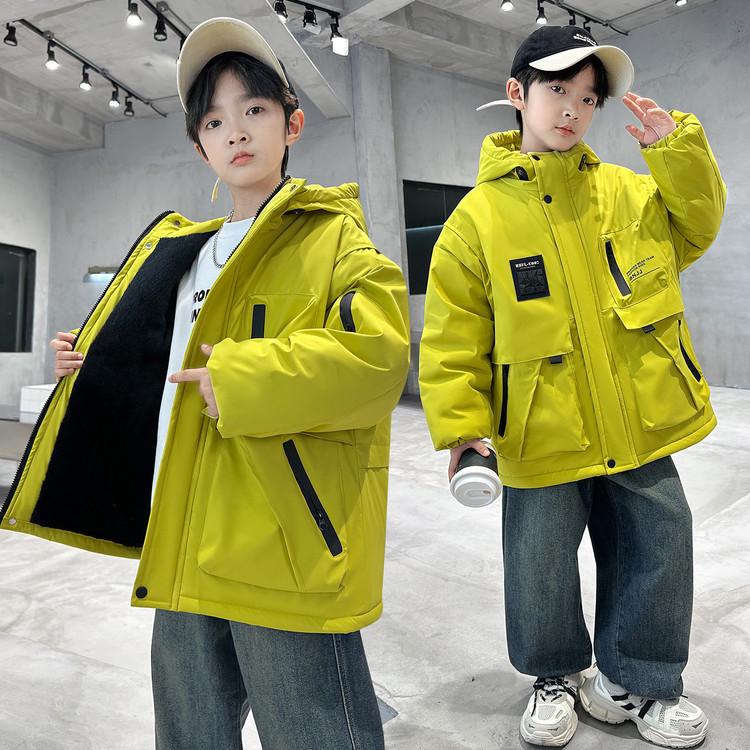 Куртка-ветровка стеганая с капюшоном для мальчиков 2025: Стильный повседневный топ на осень/зиму для мальчиков-подростков