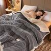 Coral Fleece Autumn Winter Warm Blankets for Bed 3 Layers Thicken Flannel Blanket Quilt Soft Comfortable Warmth Quilts Washable