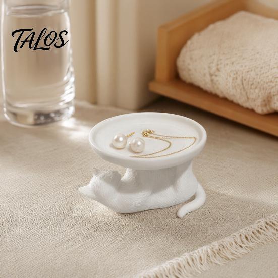 Talos 3D-печатный поднос-лежанка для кошки, милый держатель для колец и органайзер для сережек на туалетный столик, декоративная кошачья шкатулка для браслетов