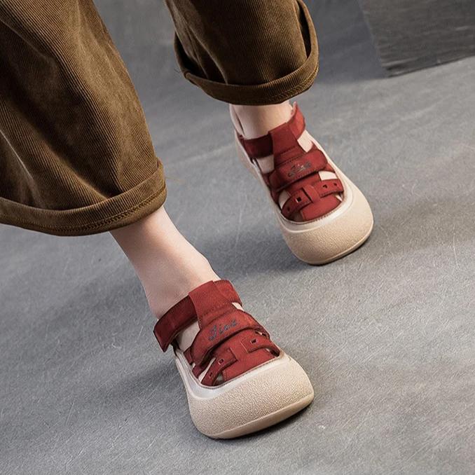 Johnature Comfortable Soft Sole Hollow-out Breathable Genuine Leather Leisure Sandals Versatile Women's Shoes