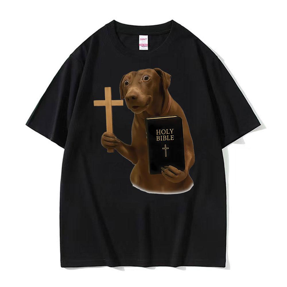 Funny Christian Holy Bible Dog Graphic T Shirts High Quality Cotton Casual Tshirt Men Women Fashion Summer Street T Shirt Tops
