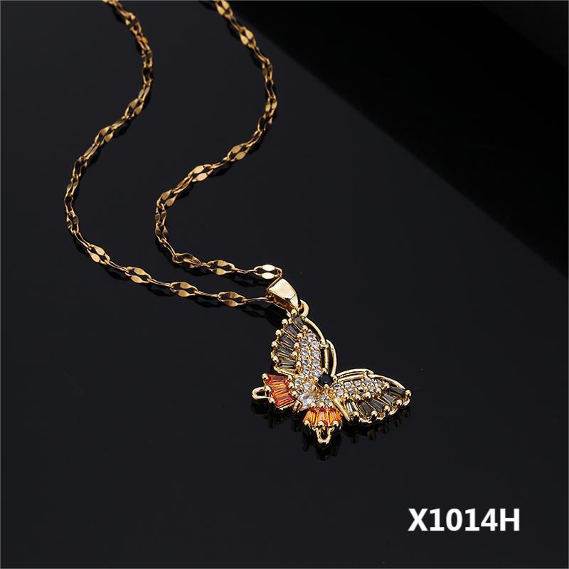 New Niche Design Retro Butterfly Micro-Inlaid Zircon Pendant Necklace Women'S Fashion Collarbone Chain