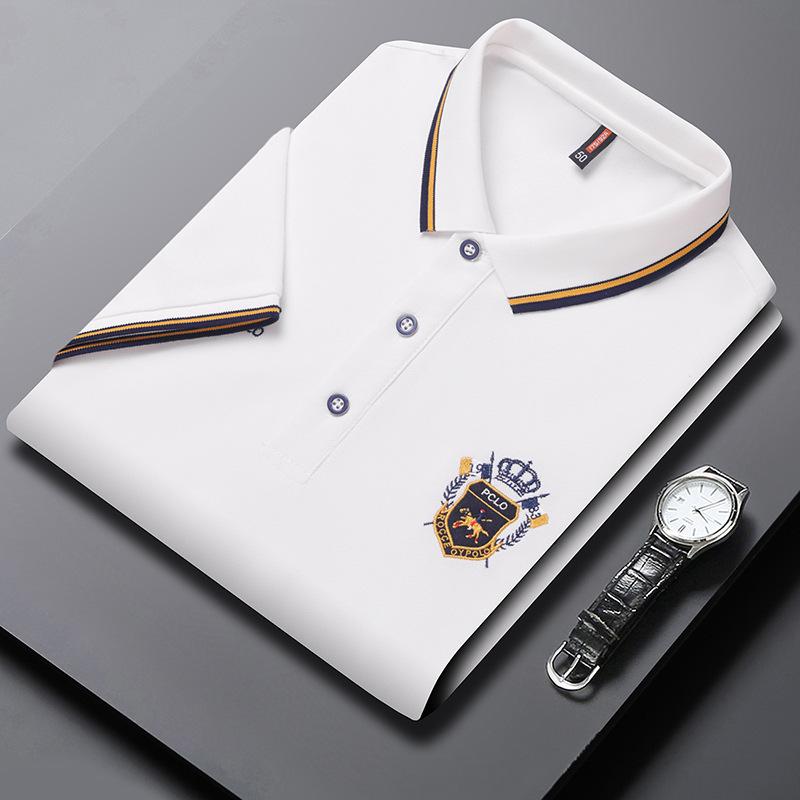 Мужская популярная рубашка поло с короткими рукавами и вышивкой, мужская летняя свободная повседневная футболка с воротником поло