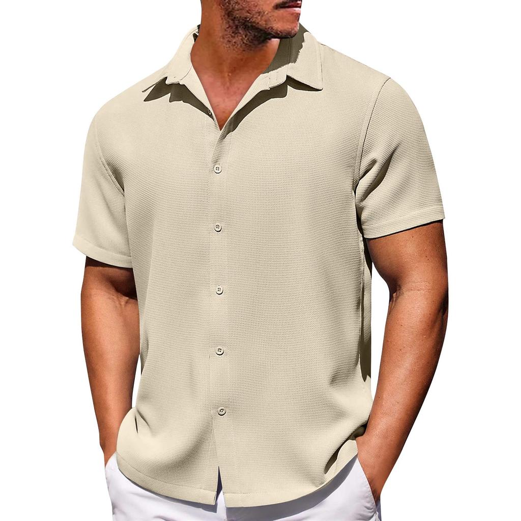 Мужские однотонные рубашки с короткими рукавами на пуговицах. Мужские повседневные модные рубашки с короткими рукавами.