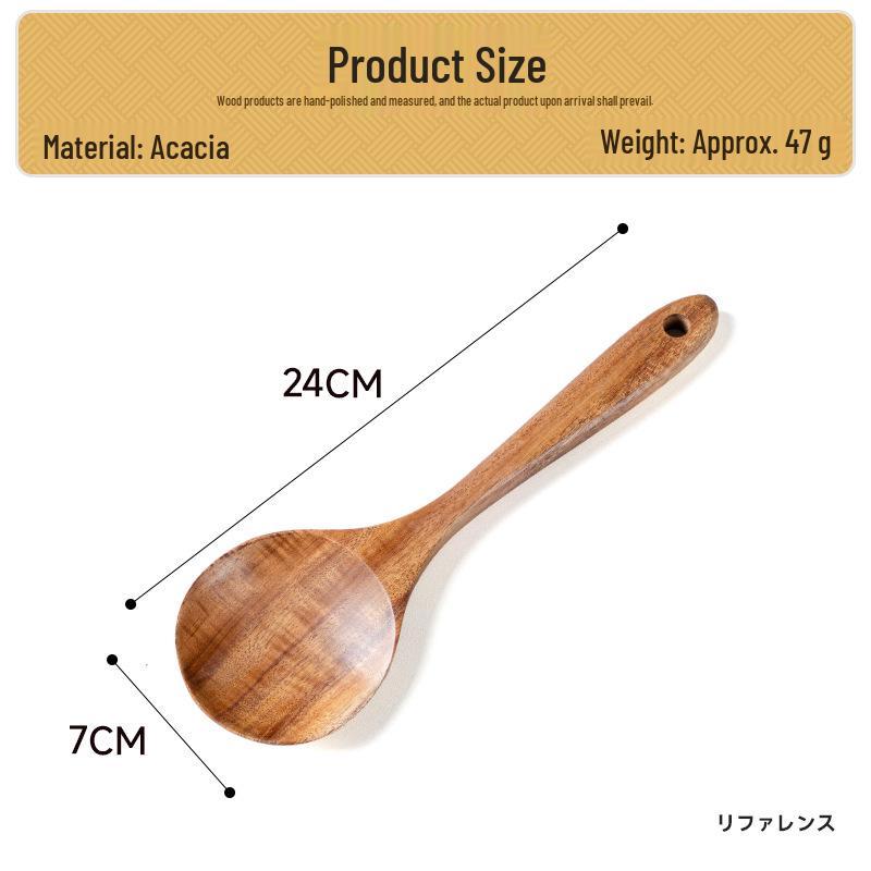Набор кухонной утвари из тикового и акациевого дерева: Лопатка с длинной ручкой и большая суповая ложка