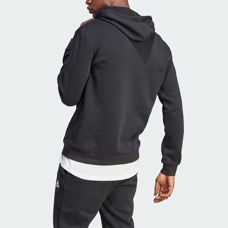 adidas Мужская толстовка с капюшоном Essentials из флиса с большим логотипом Черный/Белый IB4024