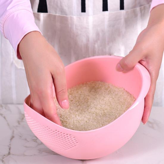 Корзина для мытья и слива риса Легкая Пищевой пластик Двухслойные дренажные отверстия Хранение овощей и фруктов Кухонная корзина