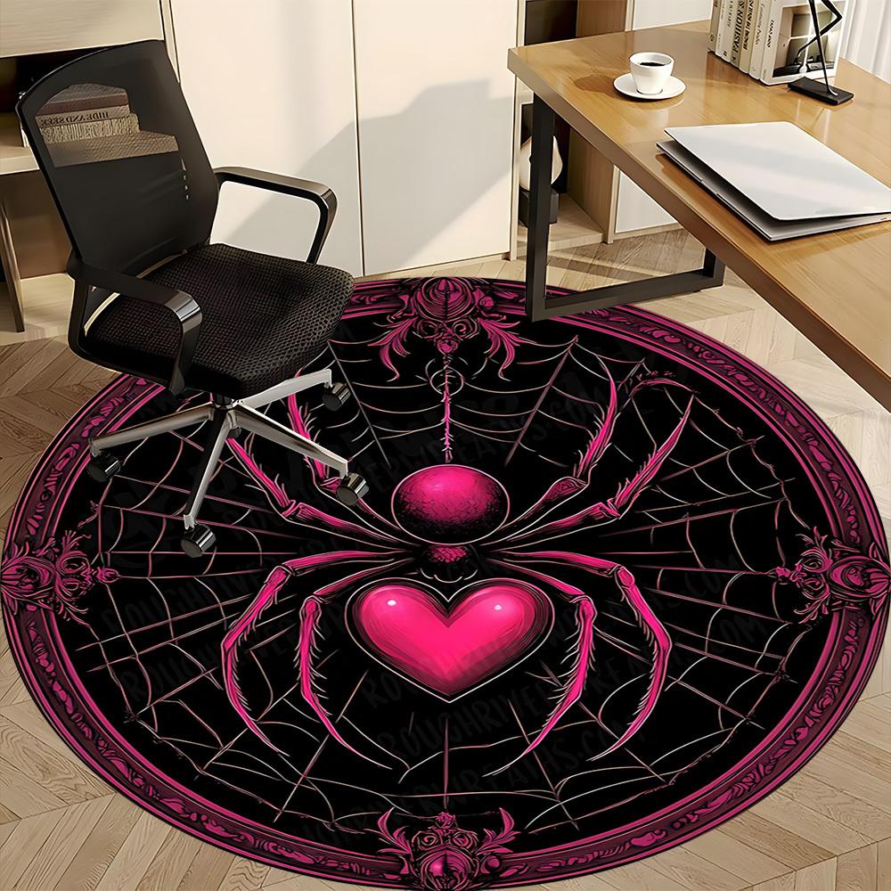1PC Spider Web Pattern Office Round Area Rug, Mat Suitable For Office, Under Office Chairs Bedroom Living Room Home Decor, Room Deco