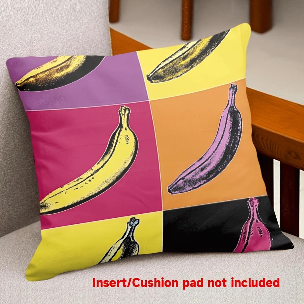 Pop Art Banana Print Throw Pillow Cover Retro Andy Warhol Style Colorful Block Art Cushion Case For Funky Home Decor Sofa Couch